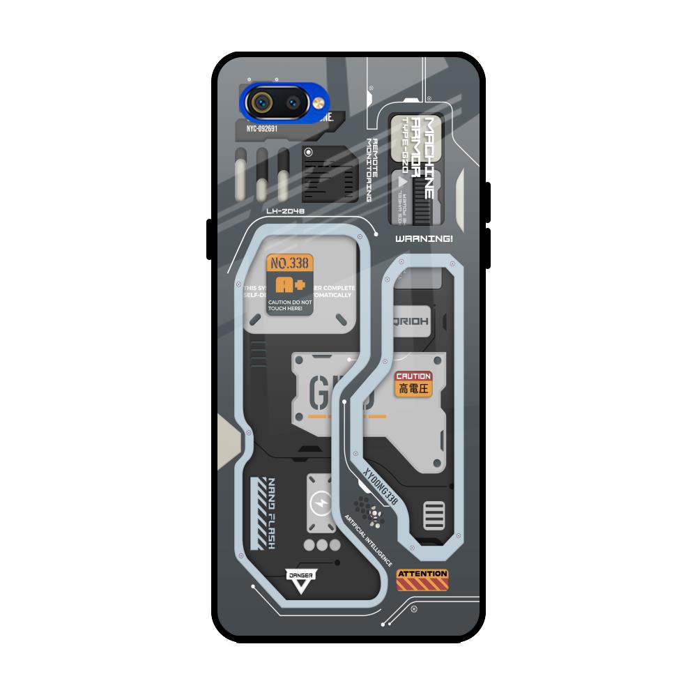 Retro Futuristic Realme C2 Glass Back Cover Online