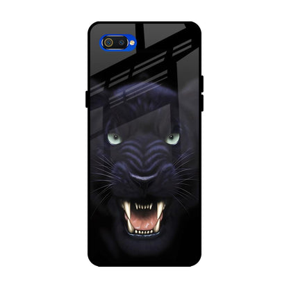 Angry Black Leopard Realme C2 Glass Back Cover Online