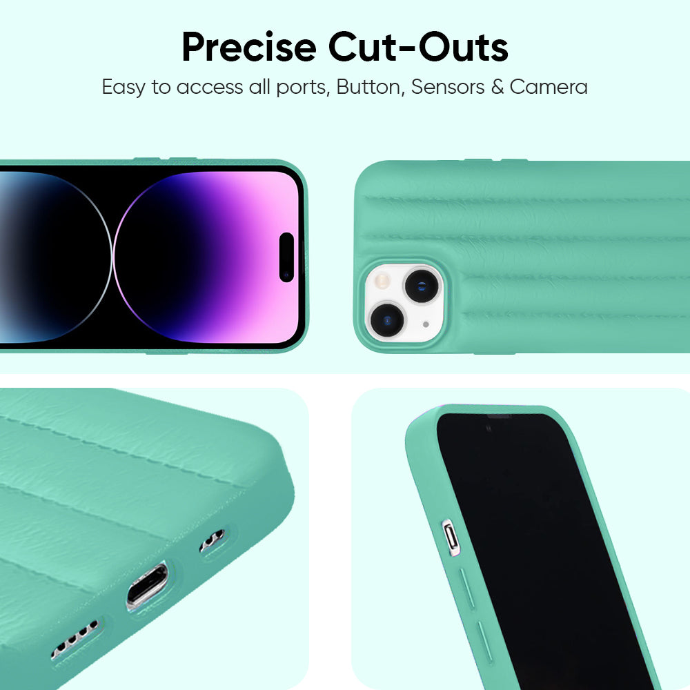 Sea Blue Stitch Leather Back Cover for iPhone