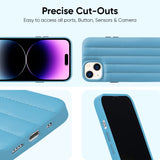 Sky Blue Stitch Leather Back Cover for iPhone