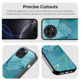 Blue Golden Glitter Glass Case