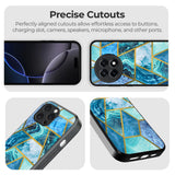 Turquoise Geometrical Marble Glass Case