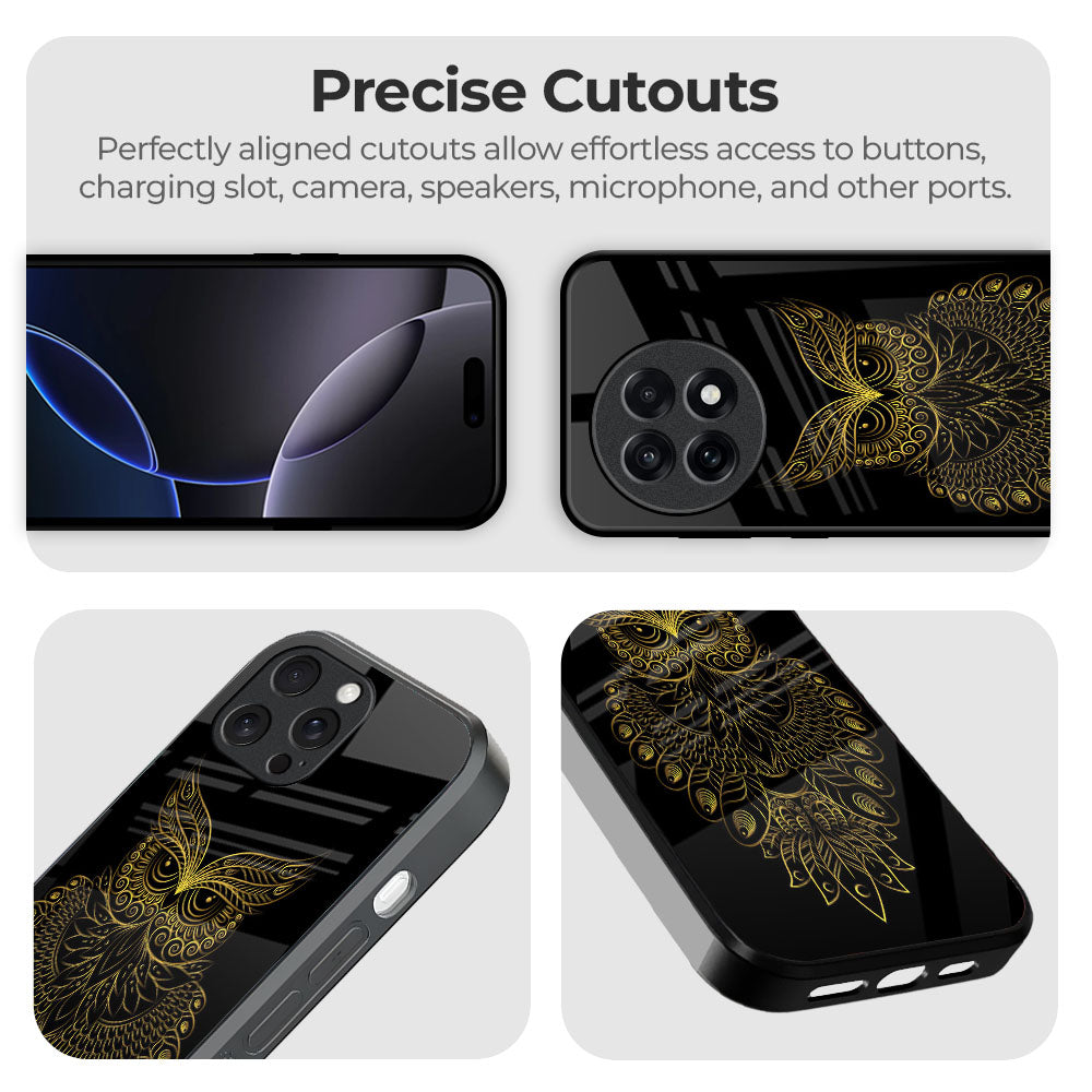 Golden Owl Glass Case