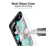 Tropical Leaves & Pink Flowers Glass Case for Vivo Y31 5G