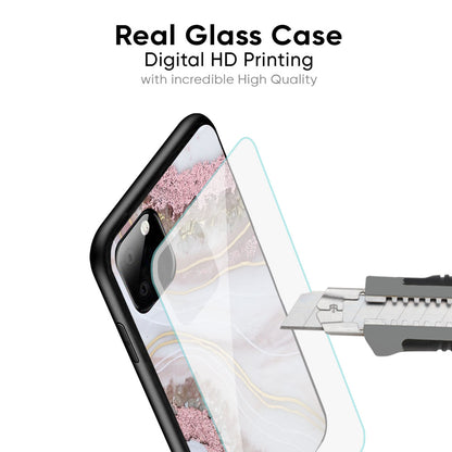 Pink & Gold Gllitter Marble Glass Case for Poco M8 5G