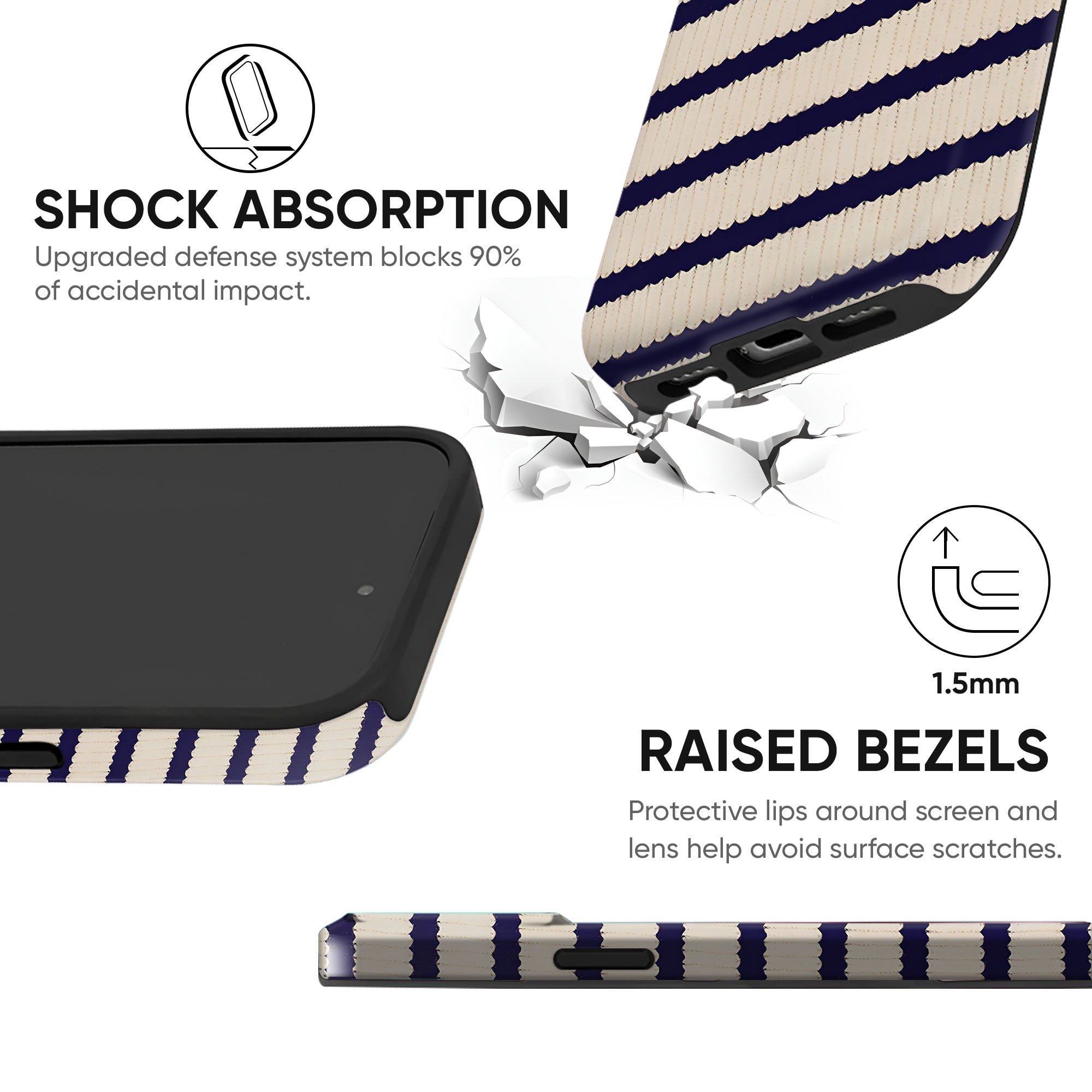 Navy Stripe Calm Tough Case