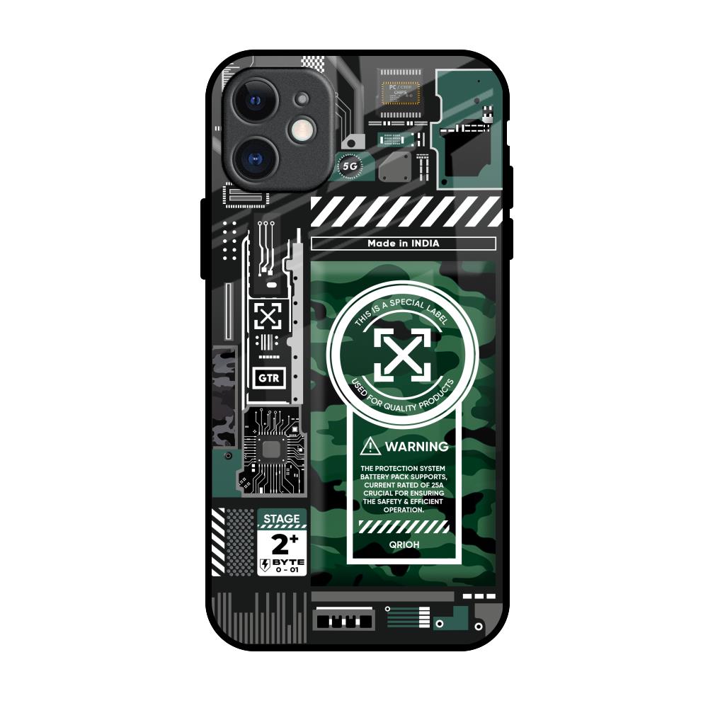Green Camo Circuit iPhone 11 Glass Back Cover Online