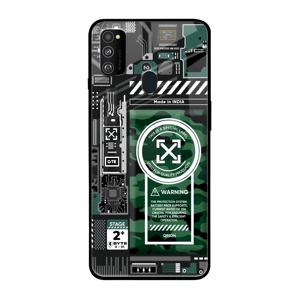 Green Camo Circuit Samsung Galaxy M30s Glass Back Cover Online