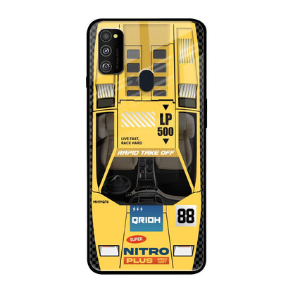 Yellow Racing Car Samsung Galaxy M30s Glass Back Cover Online