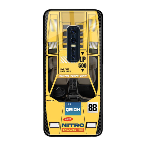Yellow Racing Car Vivo V17 Pro Glass Back Cover Online