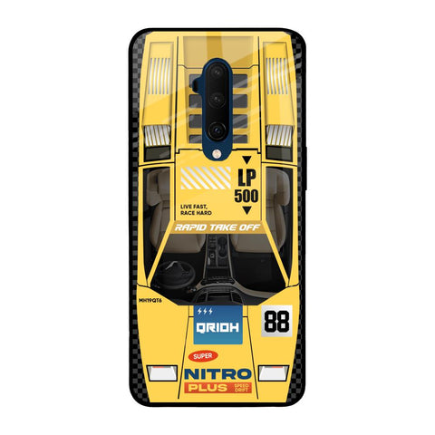 Yellow Racing Car OnePlus 7T Pro Glass Back Cover Online