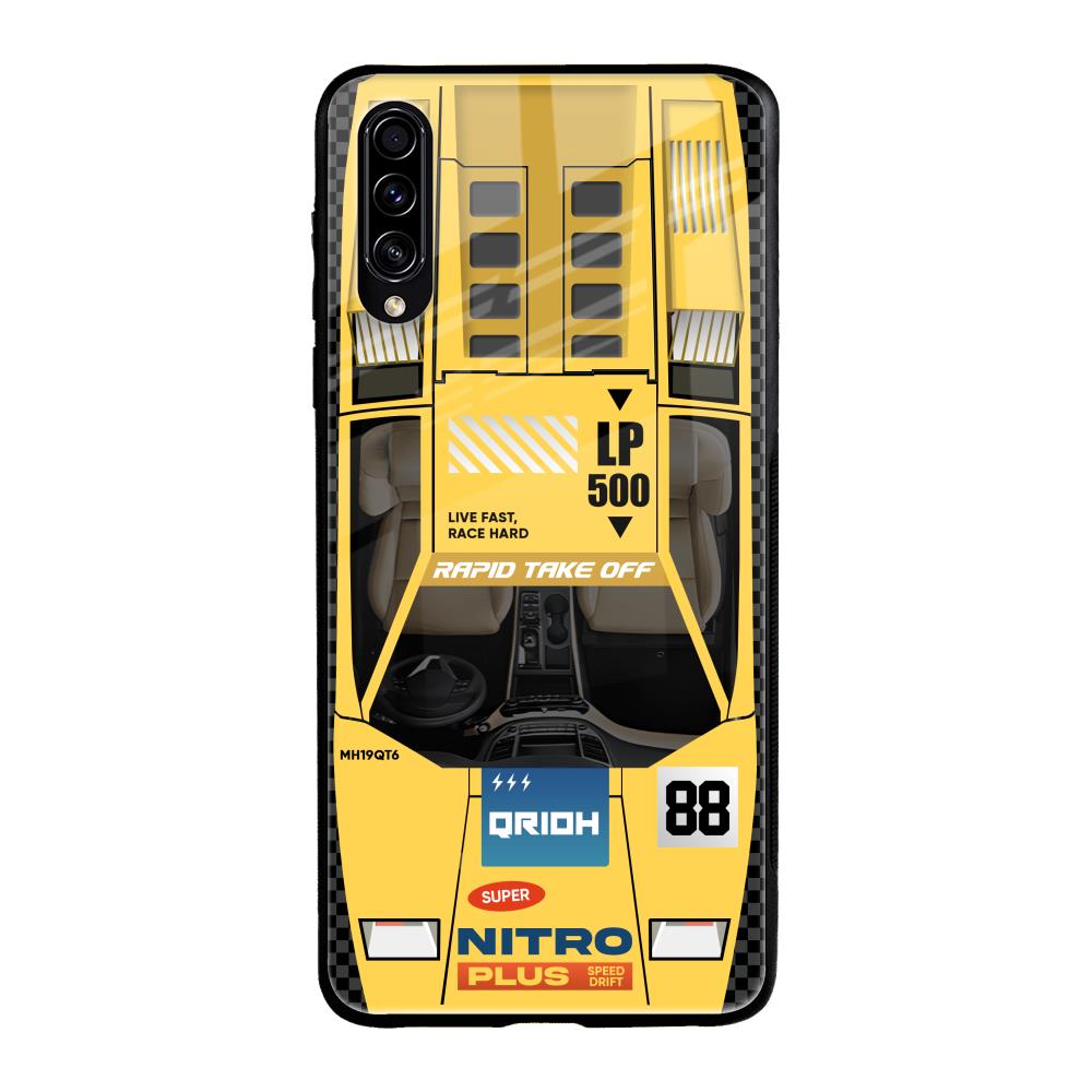 Yellow Racing Car Samsung Galaxy A70s Glass Back Cover Online