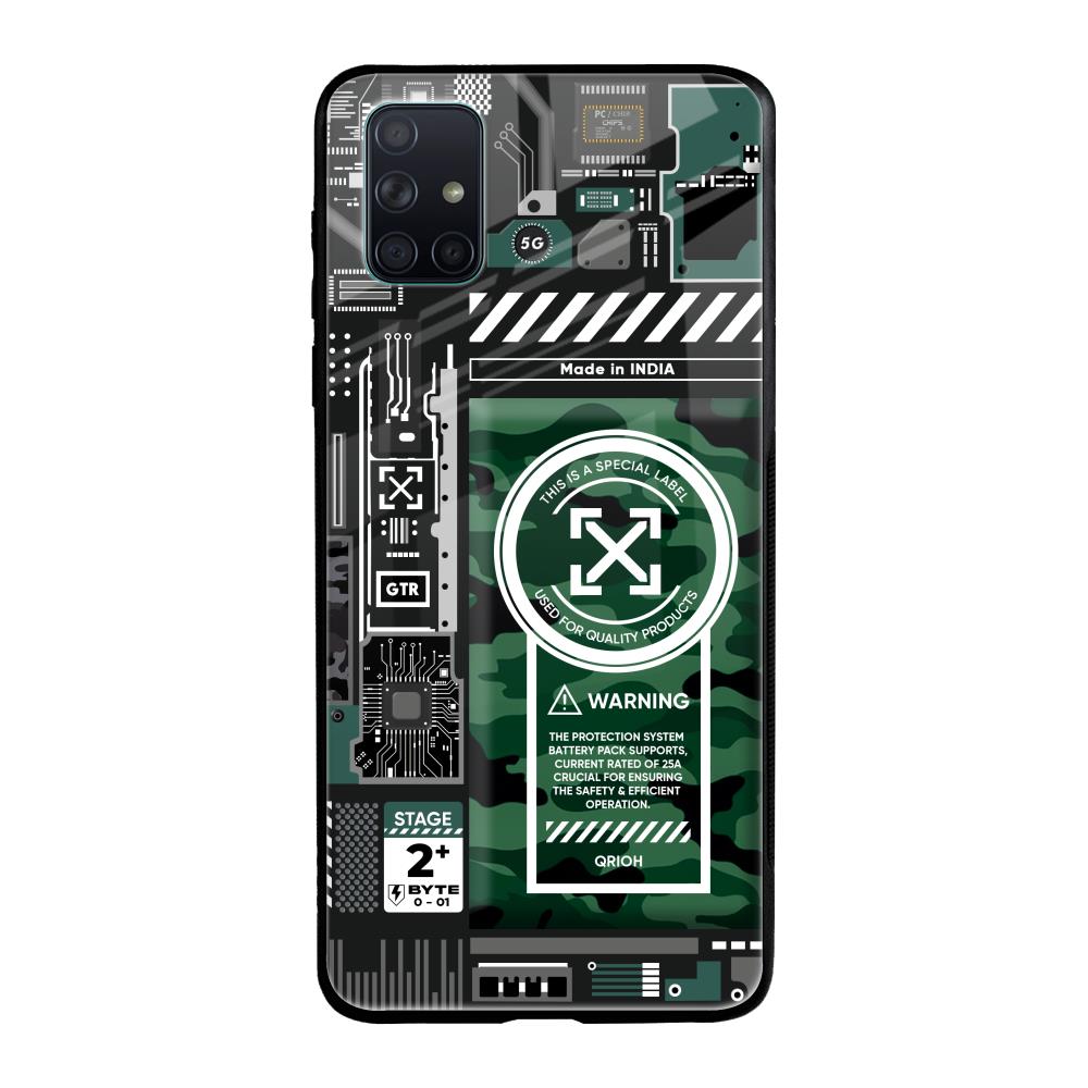 Green Camo Circuit Samsung Galaxy A71 Glass Back Cover Online