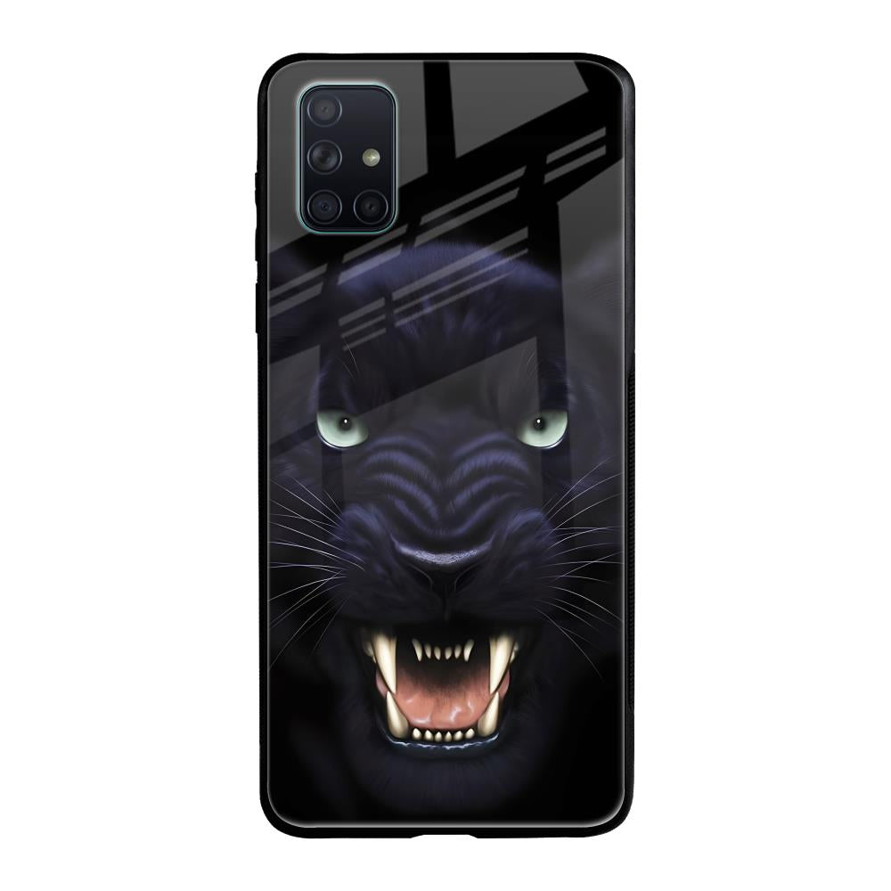 Angry Black Leopard Samsung Galaxy A71 Glass Back Cover Online