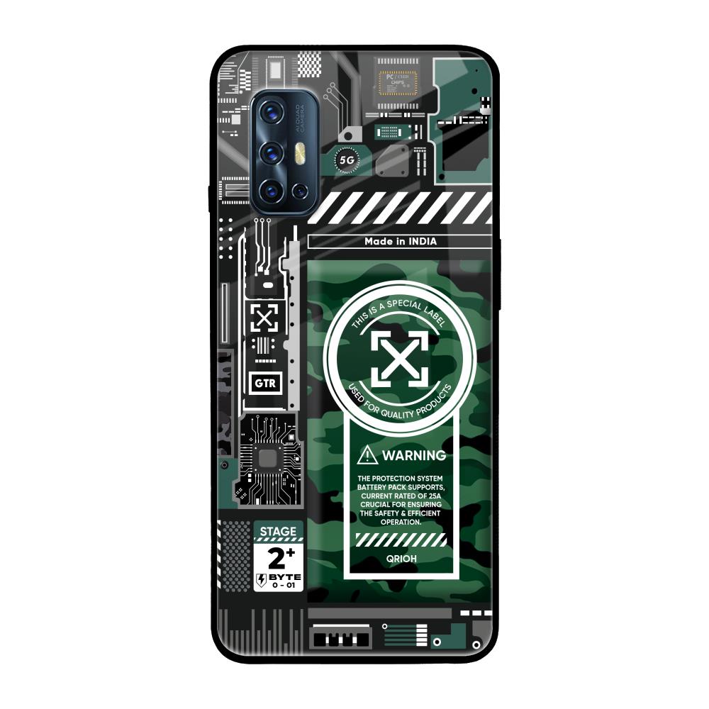Green Camo Circuit Vivo V17 Glass Back Cover Online