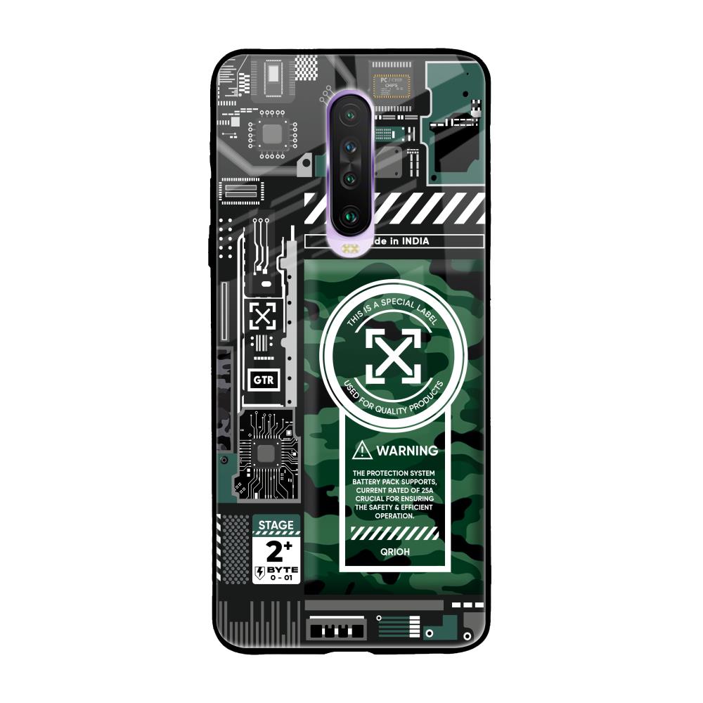 Green Camo Circuit Poco X2 Glass Back Cover Online