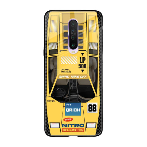 Yellow Racing Car Poco X2 Glass Back Cover Online