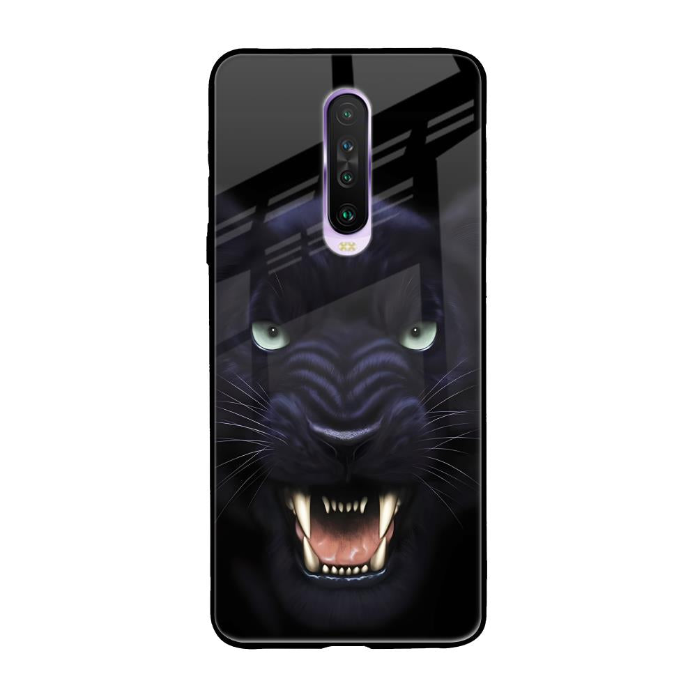Angry Black Leopard Poco X2 Glass Back Cover Online