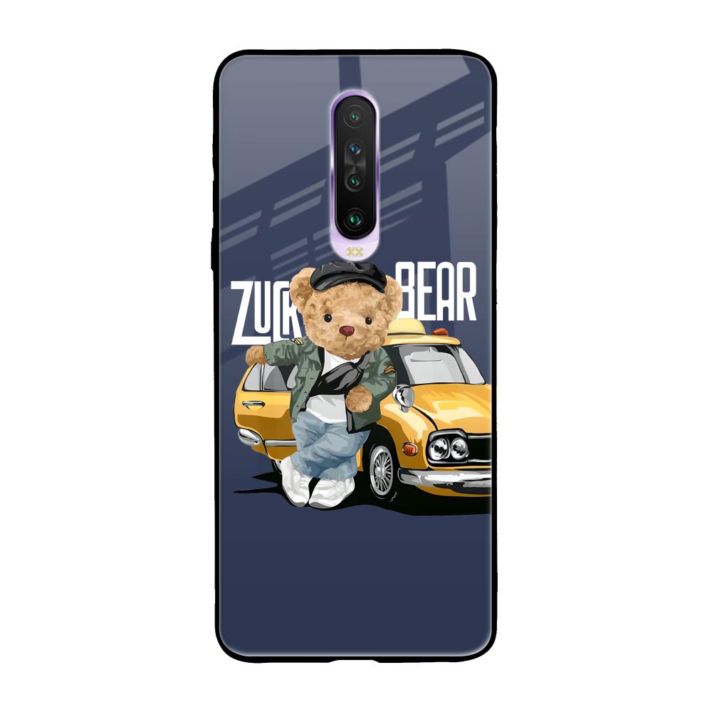Adventurous Bear Poco X2 Glass Back Cover Online
