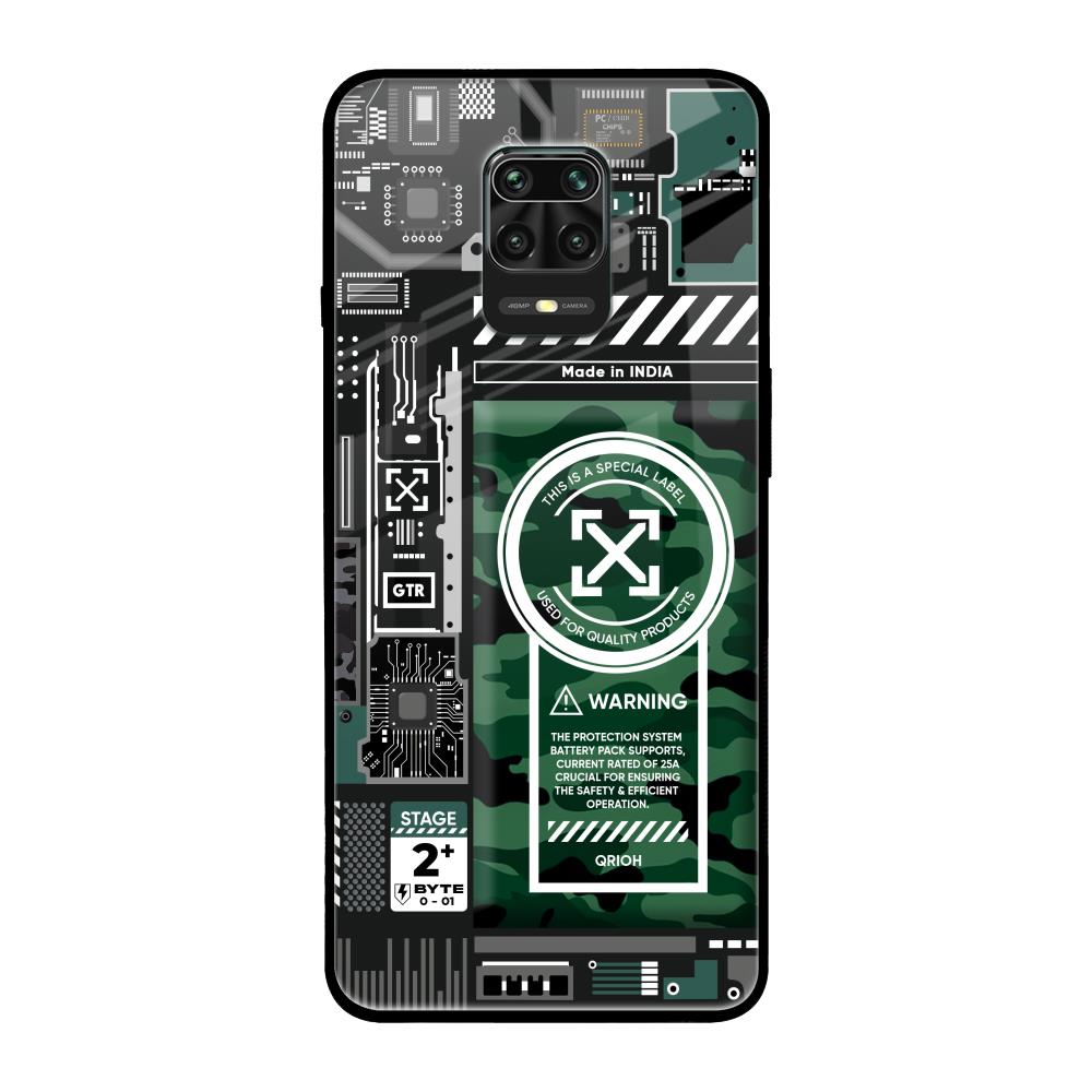 Green Camo Circuit Redmi Note 9 Pro Max Glass Back Cover Online