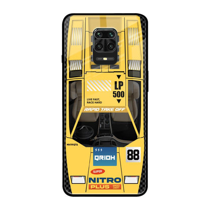 Yellow Racing Car Redmi Note 9 Pro Max Glass Back Cover Online
