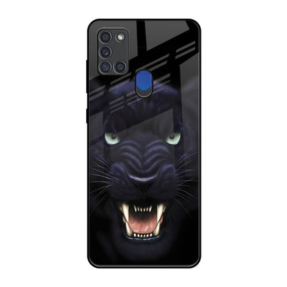 Angry Black Leopard Samsung A21s Glass Back Cover Online