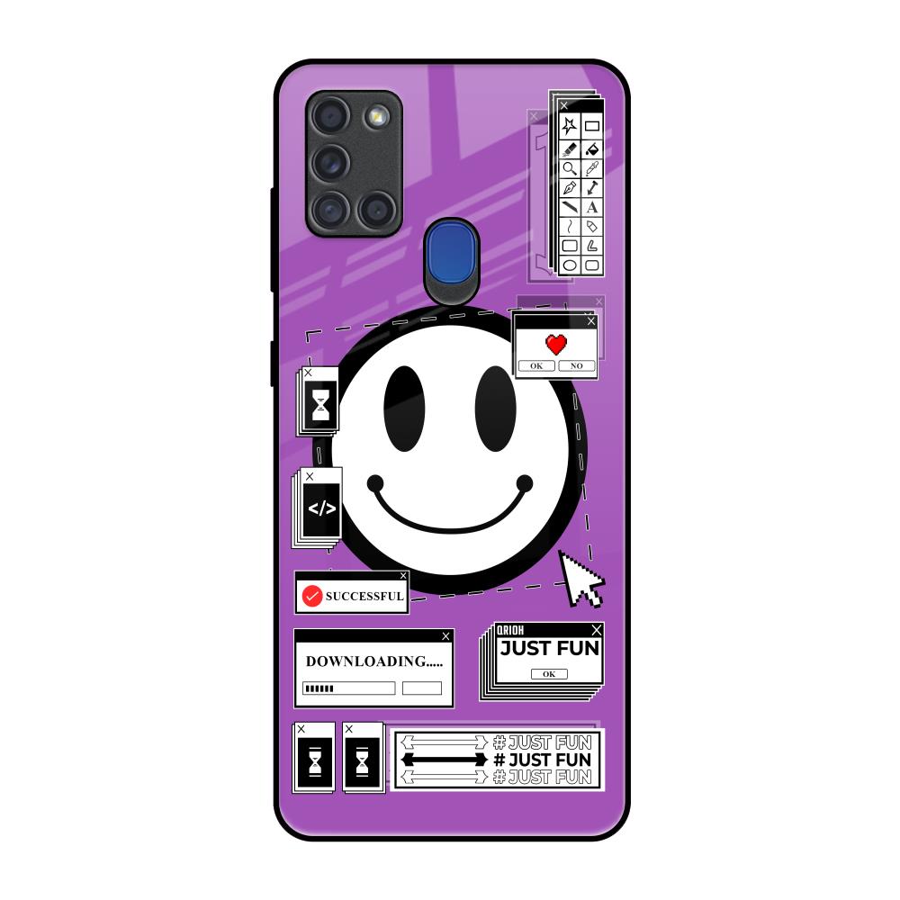 Code with Smile Samsung A21s Glass Back Cover Online