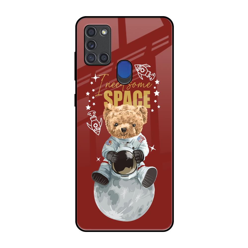 Astronaut Bear Samsung A21s Glass Back Cover Online