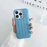 Sky Blue Stitch Leather Back Cover for iPhone