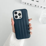 Indigo Blue Stitch Leather Back Cover for iPhone