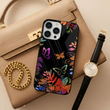 Rainbow Butterfly Metallic Glass Case