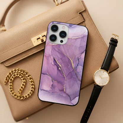 Purple Gold Marble Glass Case