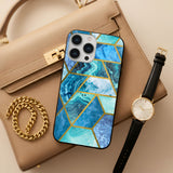 Turquoise Geometrical Marble Glass Case