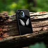 White Angel Wings Glass Case