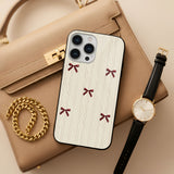 Maroon Bows Print Glass Case