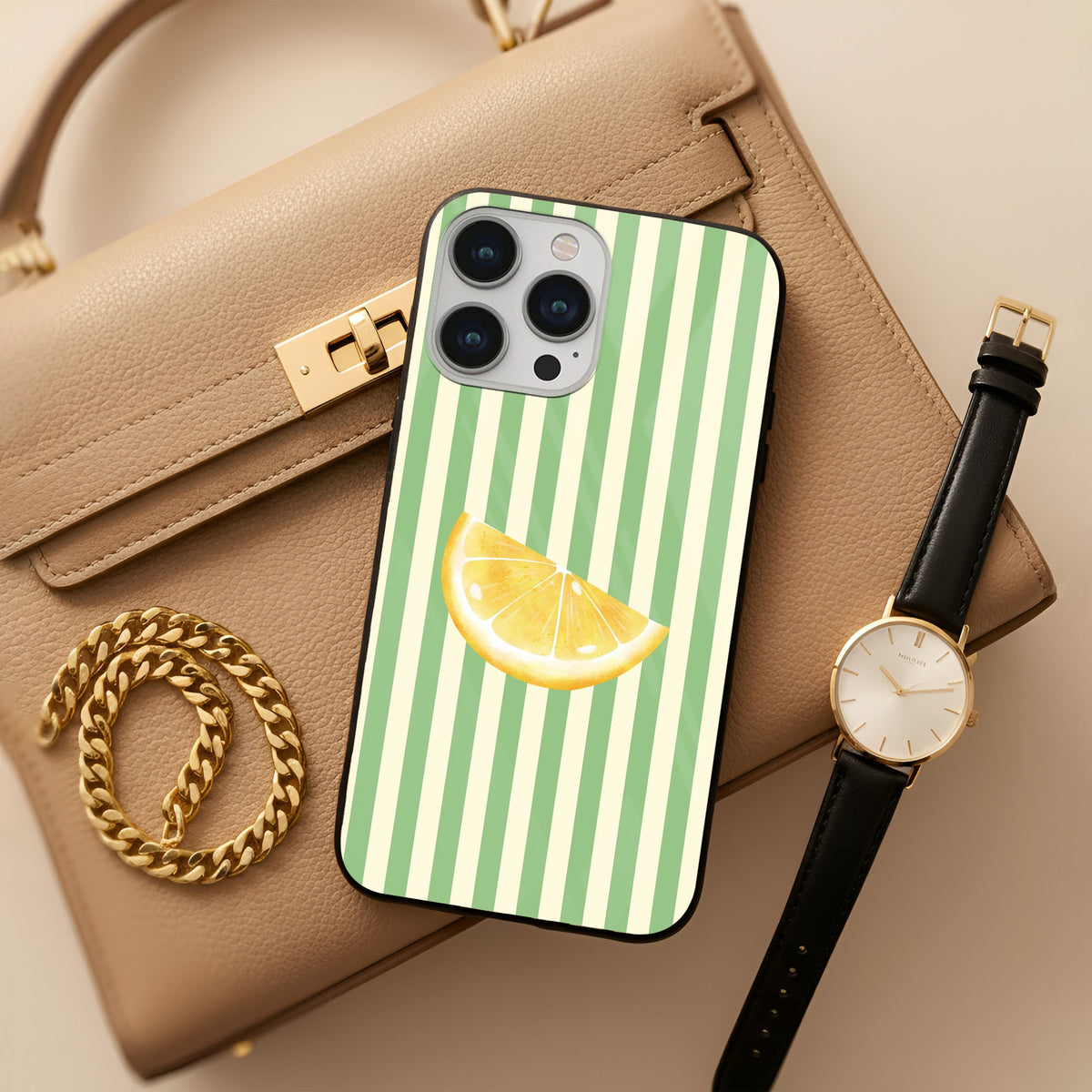 Lemon And Stripe Glass Case