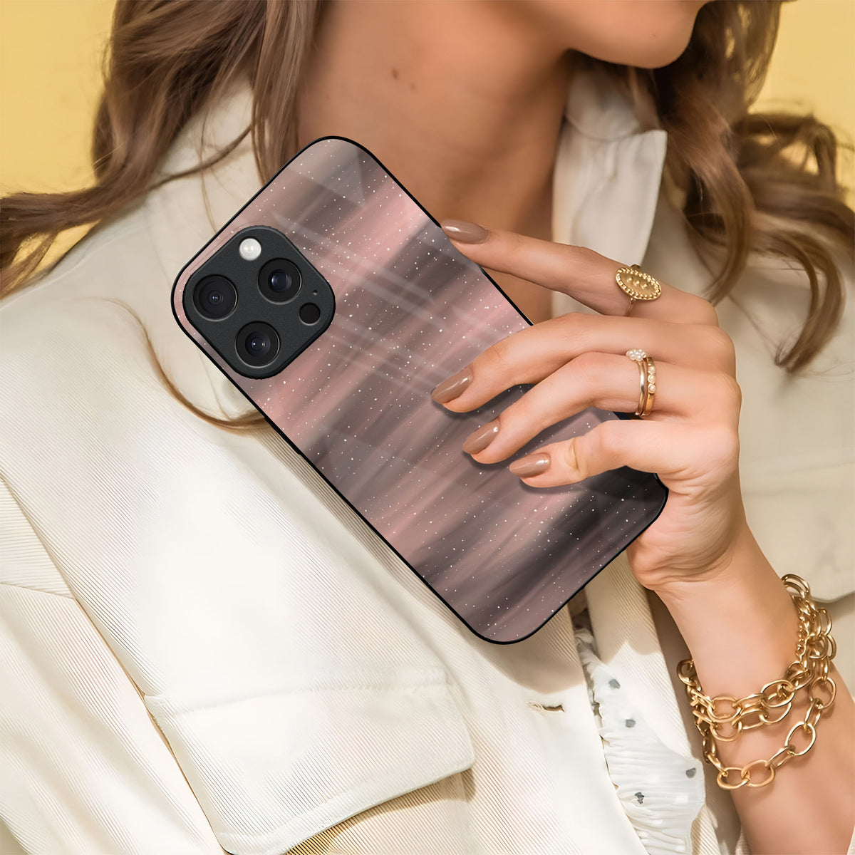 Rose Gold Shimmer Glass Case