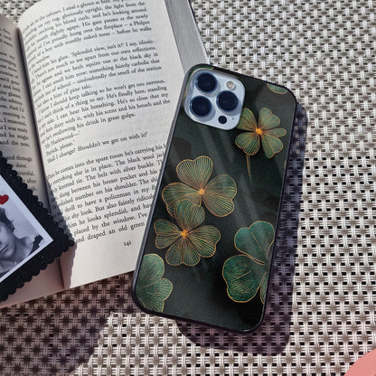 Elegant Gold Bloom Glass Case