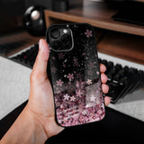 Sparkling Pink Petals Glass Case