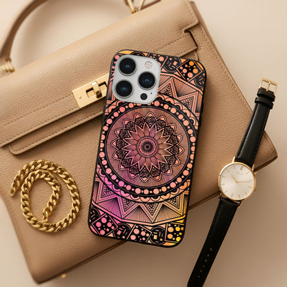 Floral Mandala Glass Case