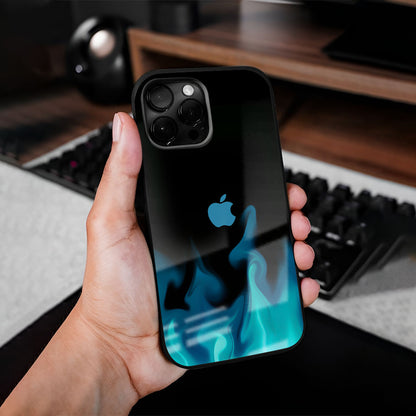 Teal Flames Glass Case