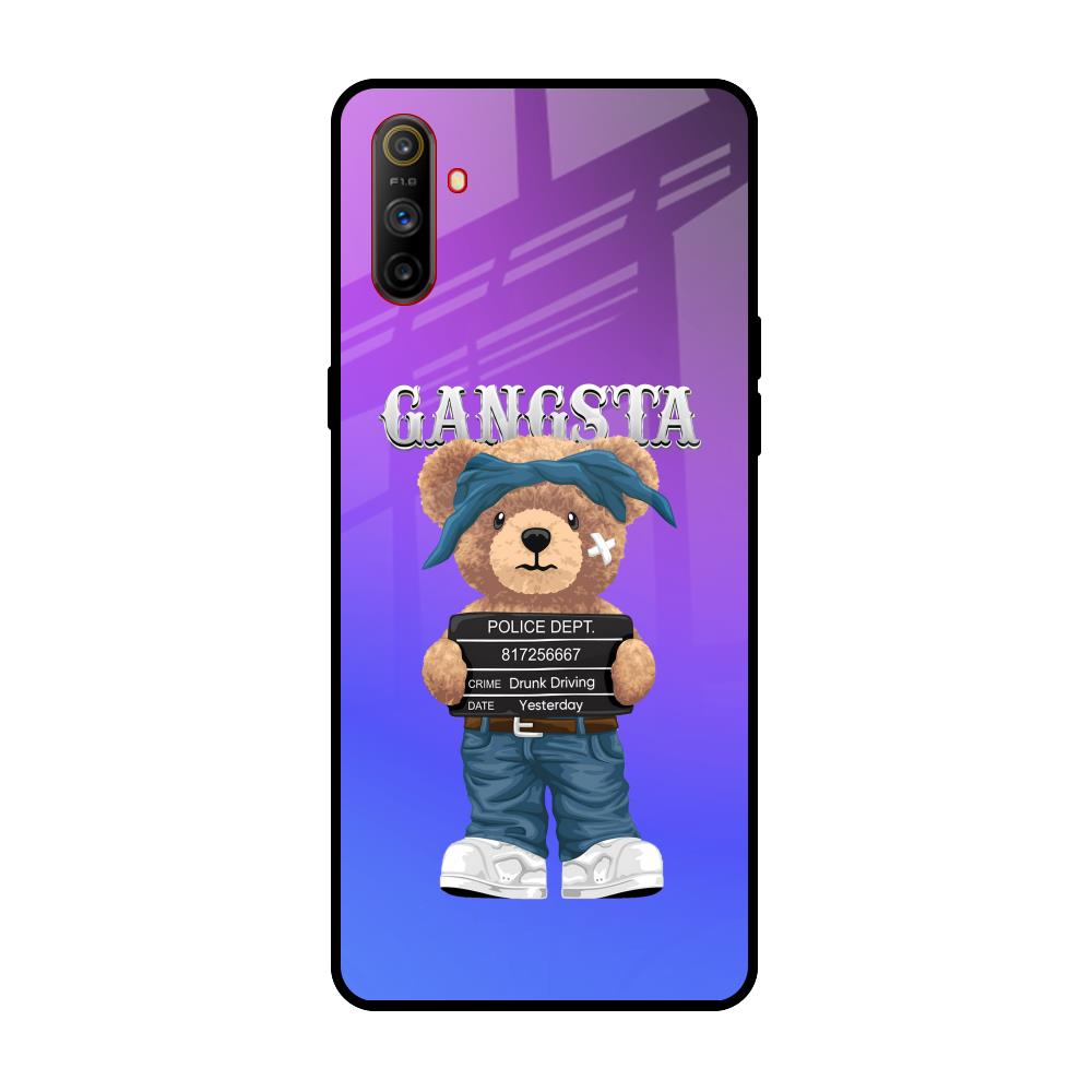 Gangsta Bear Realme C3 Glass Back Cover Online