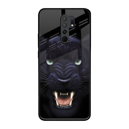 Angry Black Leopard Redmi 9 prime Glass Back Cover Online