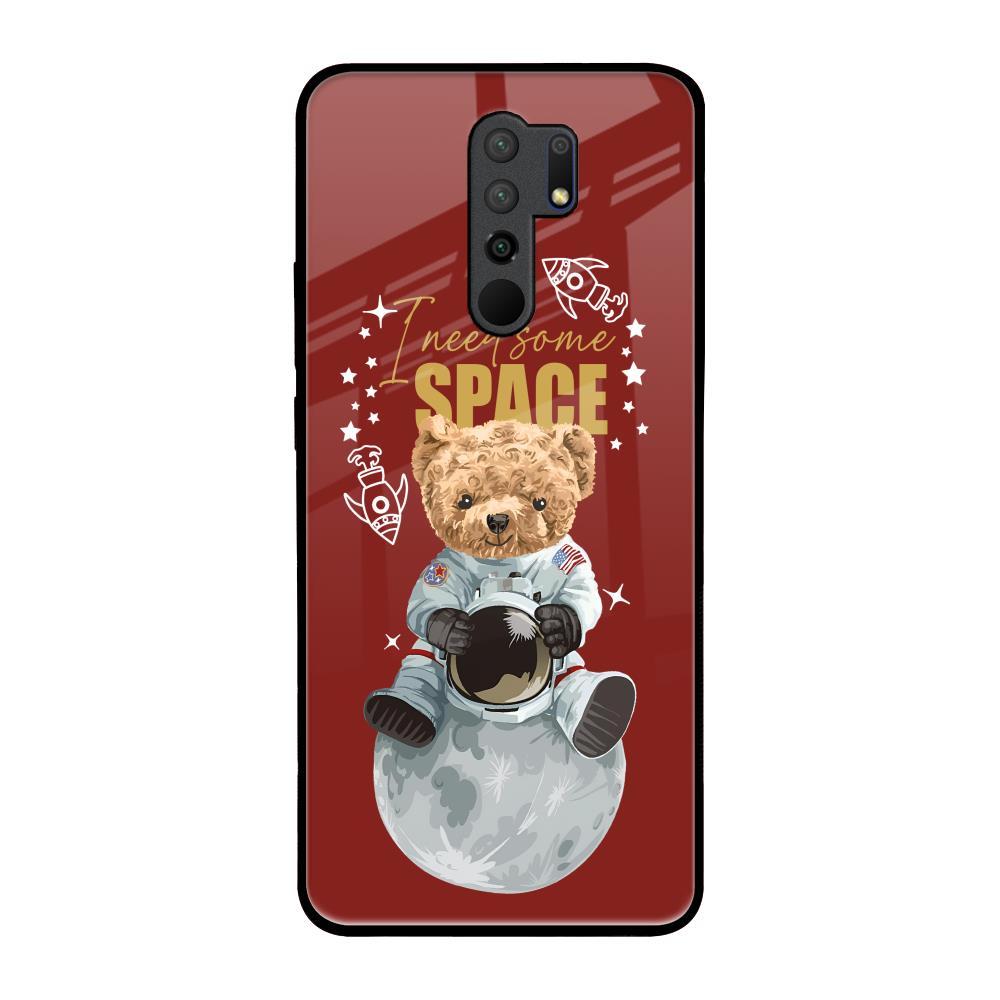 Astronaut Bear Redmi 9 prime Glass Back Cover Online