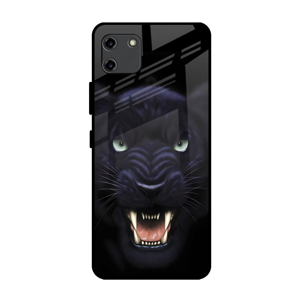 Angry Black Leopard Realme C11 Glass Back Cover Online