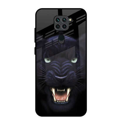 Angry Black Leopard Redmi Note 9 Glass Back Cover Online