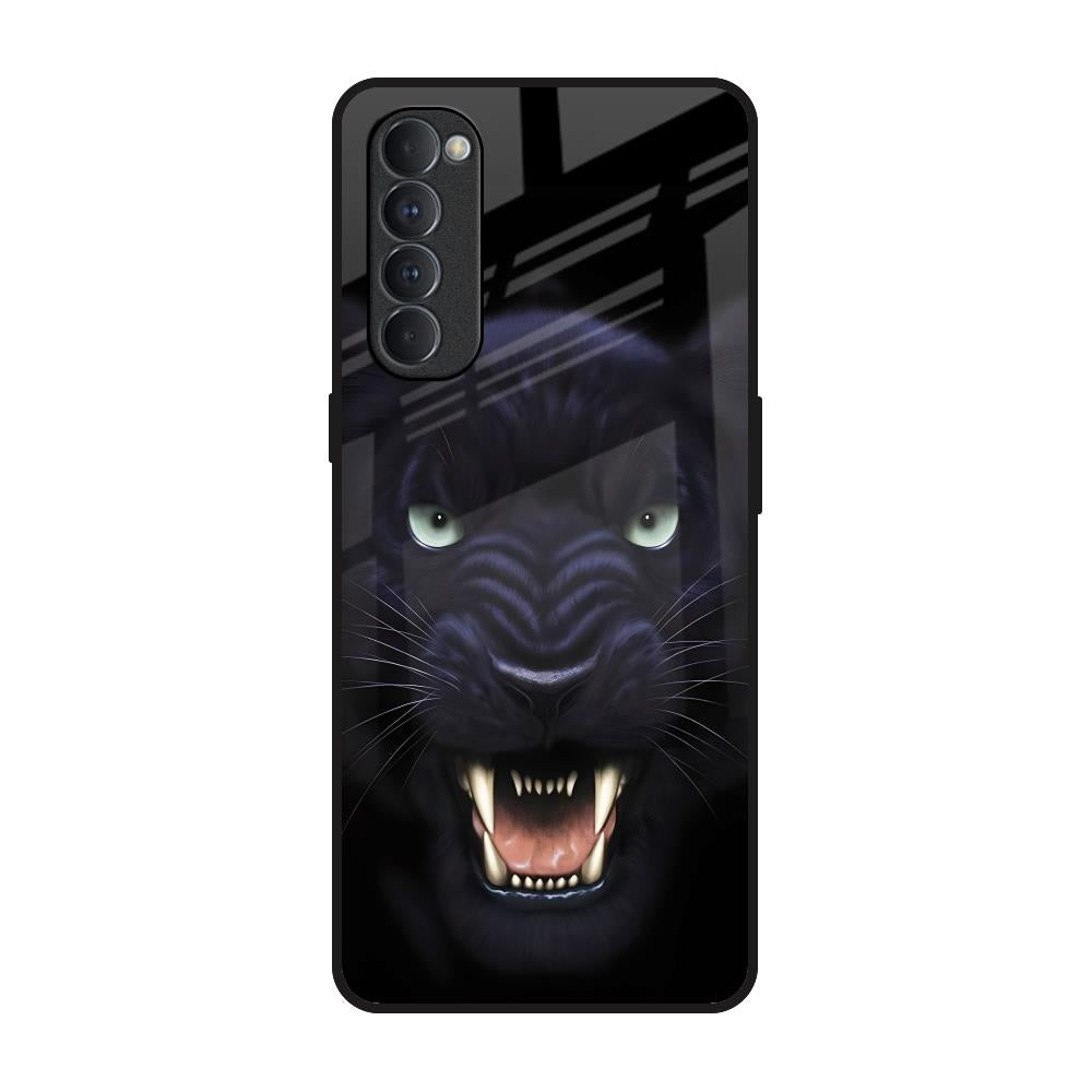 Angry Black Leopard Oppo Reno4 Pro Glass Back Cover Online
