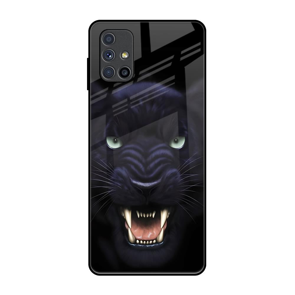 Angry Black Leopard Samsung Galaxy M51 Glass Back Cover Online