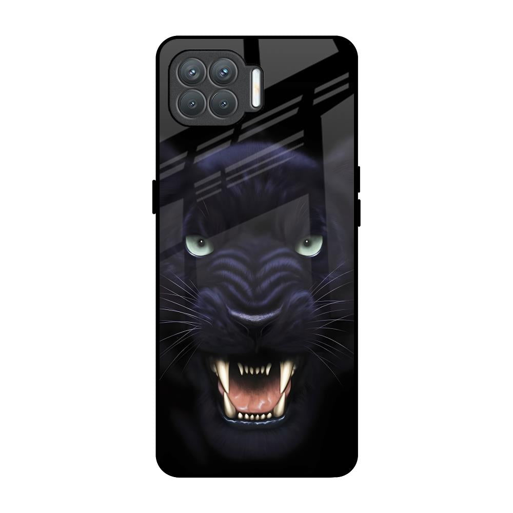 Angry Black Leopard Oppo F17 Pro Glass Back Cover Online