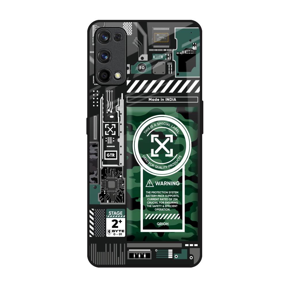 Green Camo Circuit Realme 7 Pro Glass Back Cover Online